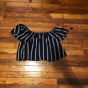 Off the shoulder striped crop top